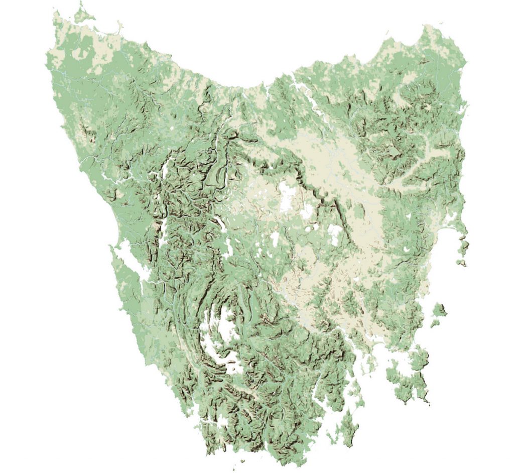 Shaded map Tasmania
