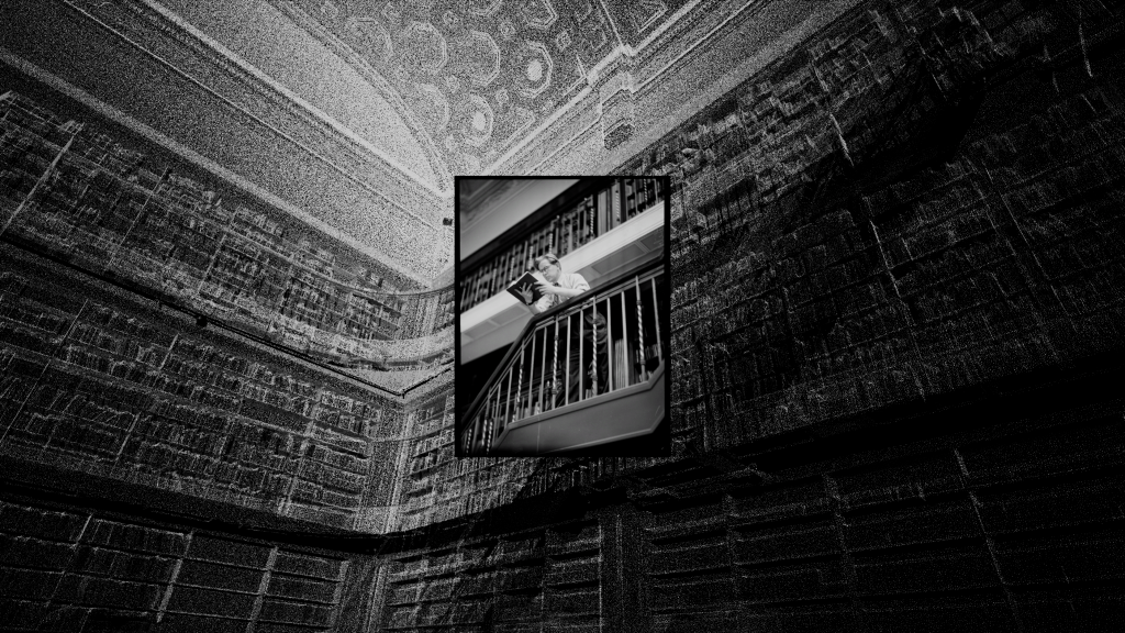 Mitchell Library, point cloud view with collection photo.