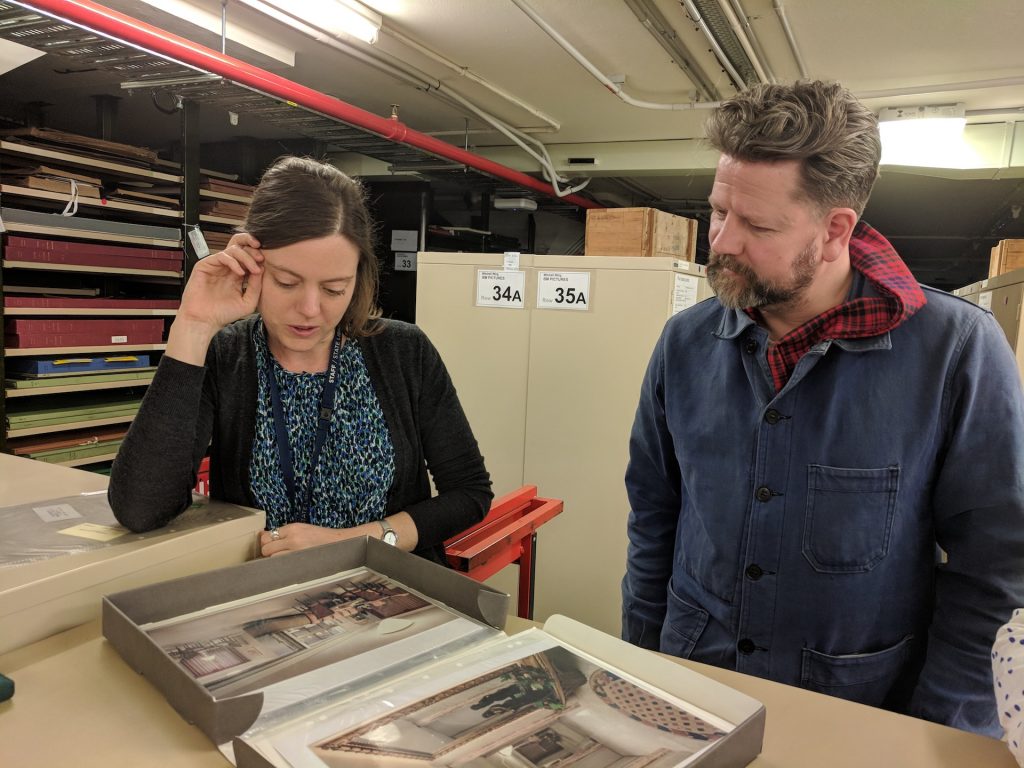 Tim Ross and Anna Corkhill in the Library stack